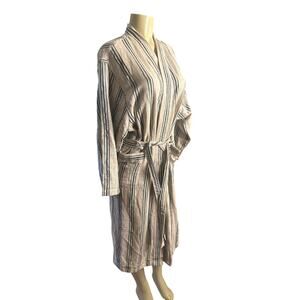 Women S M Odd Bird Emine Beige Striped Robe Kimono Duster Belted Lounge